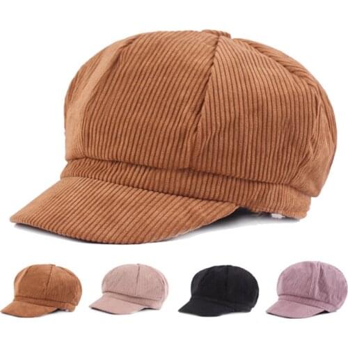 Cotton Octagonal Hat Popular Retro Art Pumpkin Plaid Beret Fashion Hats Women Outdoor Leisure Autumn Winter Newsboy Cap Women