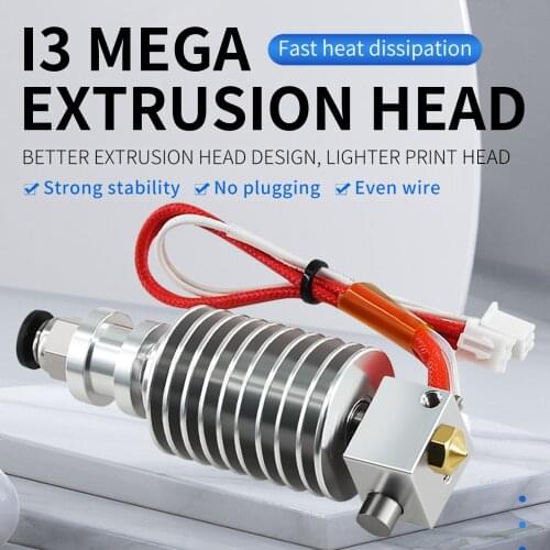 I3 Mega Hotend Extruder Kit 12V Extrusion Head 0.4mm Nozzle 100K Ohm Thermistor PTFE Tube Heater Wire