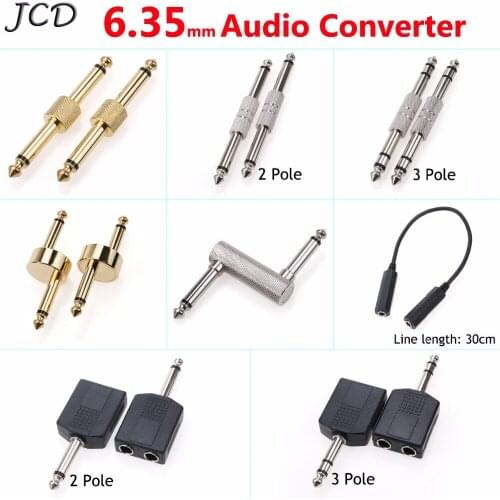JCD 1/4 inch 6.35mm Guitar Effects Pedal Connector Coulper Jack Interface Cable Adaptor Electric Pedal Board Accessories 2/3Pole