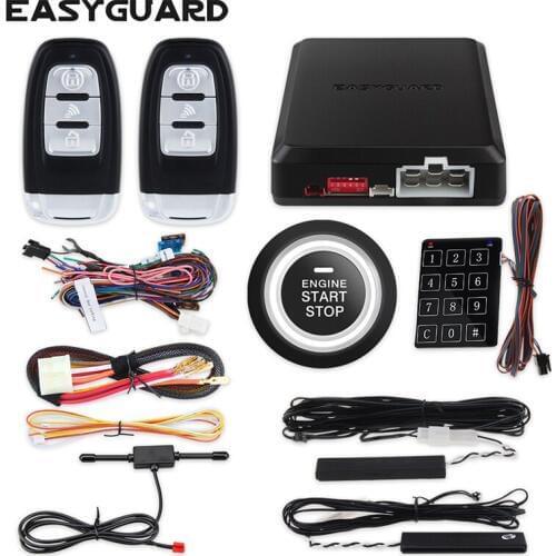 Quality Easyguard passive keyless entry car alarm hopping code auto start starter push button start touch password keypad DC12V