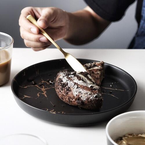 Ceramic Western Plate dinner plates tabak assiette platos de Breakfast Plate ins Marble Gold Creative Plate Dim Sum Bread Plate