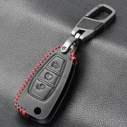 Leather Car Styling Key Cover Case For Ford Focus 4 3 ST Mondeo Kuga Fiesta Ecosport Ranger Escape Key Case For Ford Key Cover
