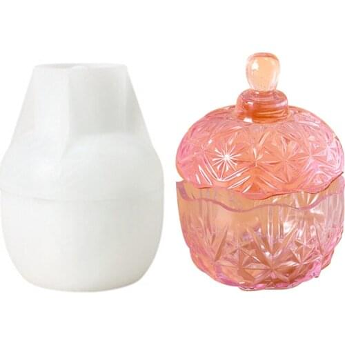 Handmade Crystal Epoxy Drop Mold Snowflake Shape Organizer with Lid Snack Candy Storage Box Silicone Molds for DIY Table Decor