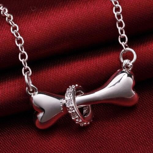 Hot Popular brands 925 sterling silver fine charms Crystal Dog bones Pendant Necklaces for woman man fashion Jewelry party gifts