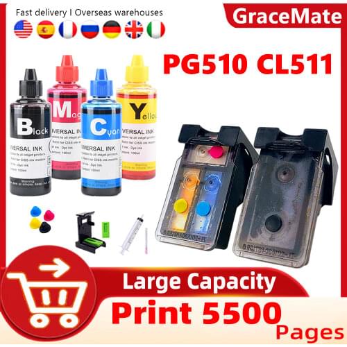 PG510 CL511 Refillable Ink Cartridge Compatible for Canon pg510xl cl511 xl Pixma MP495 MP499 MX320 MX330 MX340 MX350 MX410 MX420