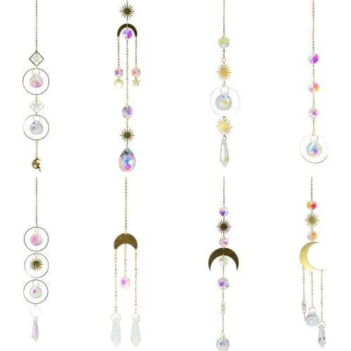 Fashion Prismatic Crystal Wall Hanging Rainbow Crystal Art Wall Decor Garden Corridor Art Wall Hanging Exquisite Craft Gift