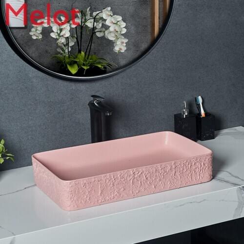 Nordic Affordable Luxury Stone Powder Table Basin Square Ceramic Basin Pool Household Washbasin Single Basin Art Basin