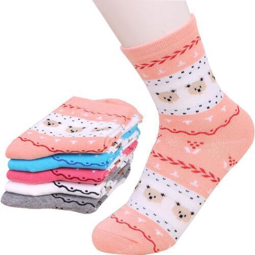 10pcs=5pairs Women Autumn Winter Cotton Short Socks Lovely Dots Bear Funny Design Lady Socks Warm Comfort Girl Female Sock Meias