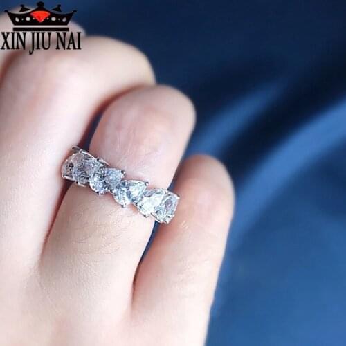 2020 new drop-shaped cut row 18k gem white gold men and women couples luxury senior engagement wedding ring