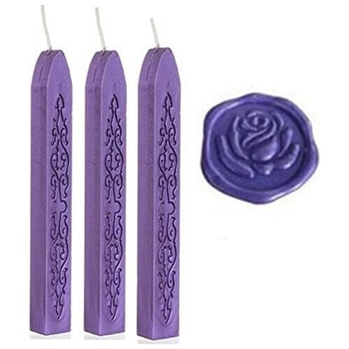 New 3pcs Purple Wax Sticks with Wicks for Decorative Wedding Invitations Wax Seal Sealing Stamp Gift Cards Sealing Wax