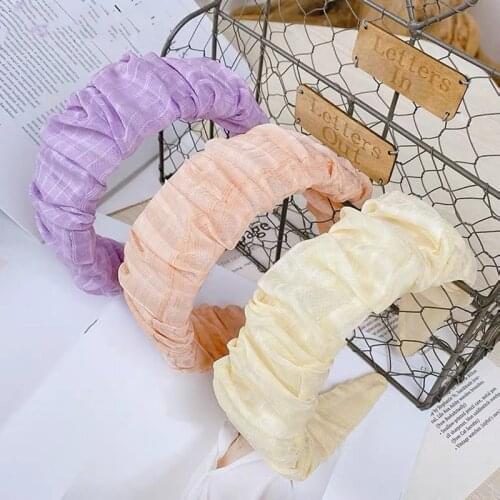 1PC Fashion Ruched Pleated Headband Fold Glossy Satin Hairband Wide Head Bezels Headbands for Women Hair Hoops Hair Accessories