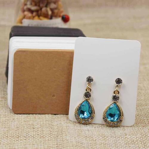 Wholesale 500pcs per lot 5*6.5cm blank DIY white/kraft/black jewelry packaging&display card earring packing tag Can custom
