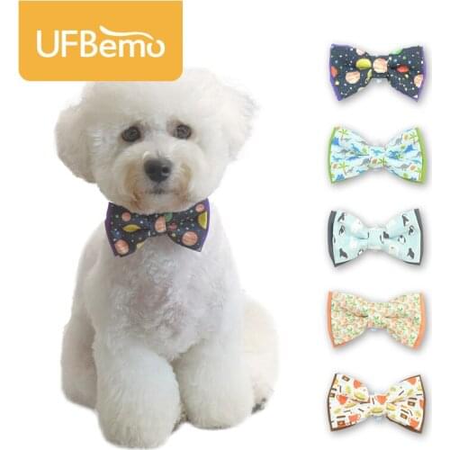 UFBemo Pet Dog Cat Necklace Adjustable Strap Collar Accessories Ties Puppy Bow Printed Headwear Grooming Decorative Loverly