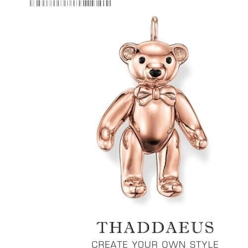 Pendant Teddy Bear,2019 Brand Pure Rose Gold Color Jewelry Europe Bijoux 925 Sterling Silver Accessorie Gift For Soul Woman