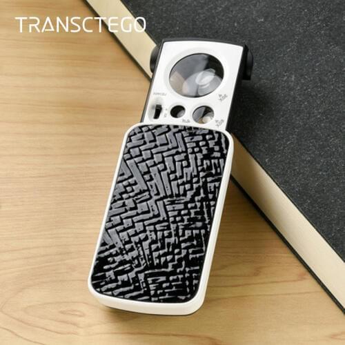 Portable Magnifying glass Mini Pocket Magnifier Microscope Loupe With Led Lamp Testing Jewelry Identification Maintenance Tool