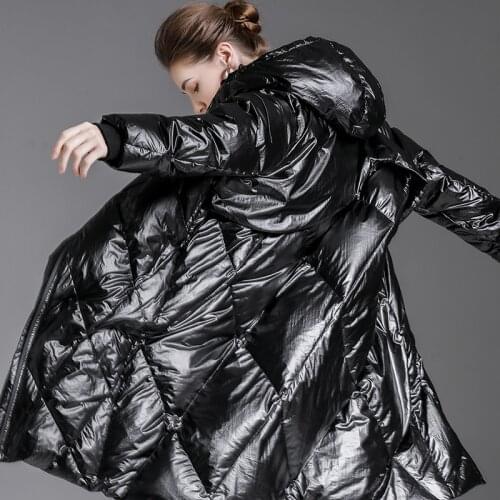 Down jacket womens middle and long style over the knee winter Korean cocoon type fashionable white duck down coat