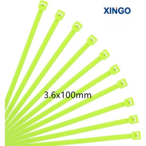 Xingo 4x100mm Self locking Nylon Cable Zip Ties 100pcs Plastic Colored Cable Zip Tie 40lbs UL Rohs Approved Loop Wrap BundleTies