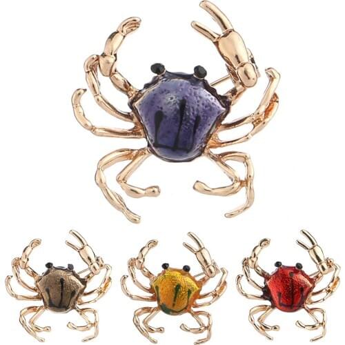 Cute Women Crab Shape Enamel Brooch Pin Shirt Sweater Neck Clip Backpack Badge