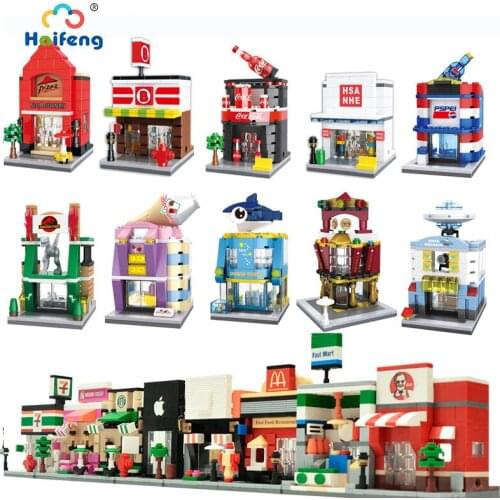 Compatible Most Brands Miniature Mini Street Assembled Bricks Toy Series Model Children Educational Toys Building Blocks Gifts