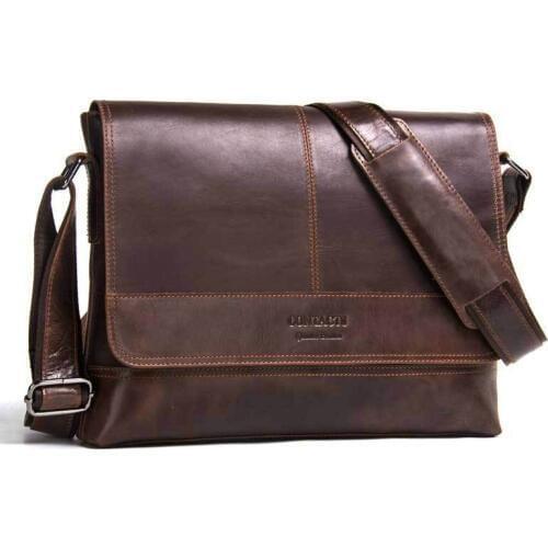Hot Sale Genuine Leather Mens Shoulder Bag Fashion Men First Layer Cowhide Crossbody Bag Vintage Wind Leather Mens Bag