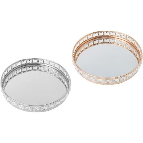 Mirrored Tray Perfume Tray Cosmetic Tray Crystal Jewelry Organizer Decorative Tray Home Decor Dresser Skin Care Storage Tray