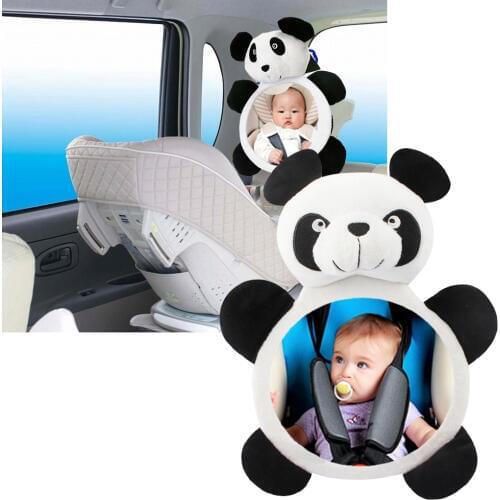 Lovely Infant Safety Seat Rearview Mirror Adjustable Car Interior Baby Mirror Cartoon Panda Elephant Puppy Style Car Accessories