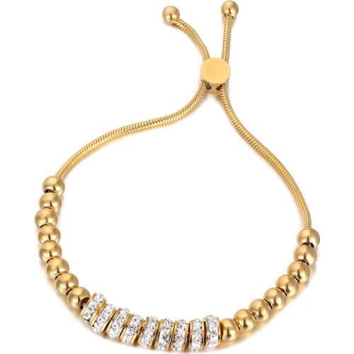 Beautiful Beads And 9 Zircon Circle Bracelet Adjustable Size Stainless steel Jewelry For Women Love Gift