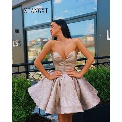 Sky Silver Homecoming Dress 2020 Satin A-Line Off The Shoulder Knee Length Graduation Dresses Short Party Gowns Homecoming Dress