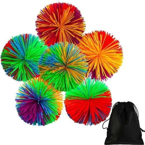 1pc 6cm Rainbow Fidget Sensory Ball Baby Funny Stretchy Ball Stress Relief