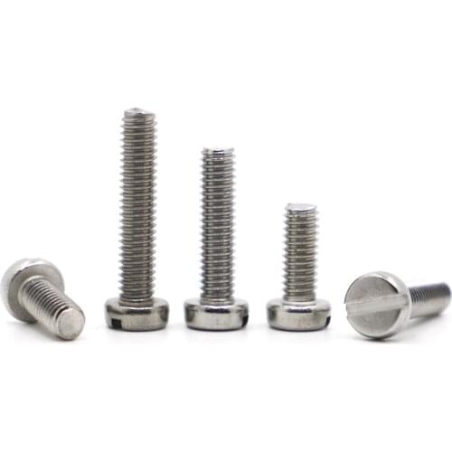 10//20/50pcs M1.6 M2 M2.5 M3 M4 M5 A2-70 304 Stainless Steel Slotted Cap Head Slot Column Round Cheese Head Screw Bolt GB65
