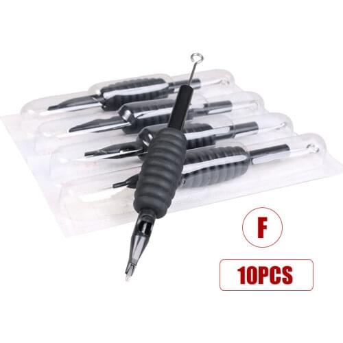 10pcs 19mm Disposable Black Grip with Needles Sterilized Tube Tip Needle F Tattoo Supplies