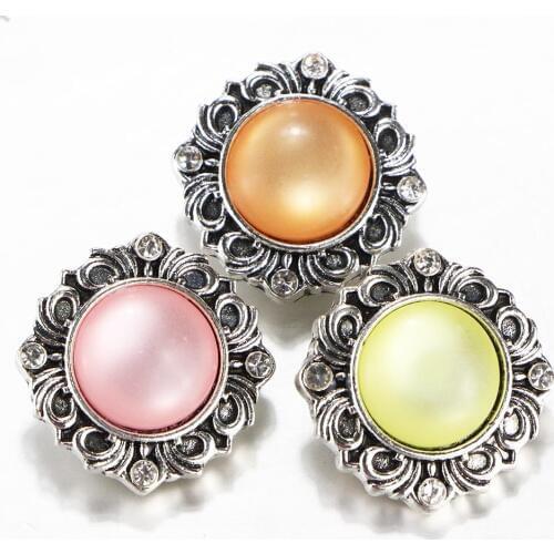 10pcs/lot New 18mm Snap Jewelry Vintage Snap Button For Women Leather Silver Snap Bracelet