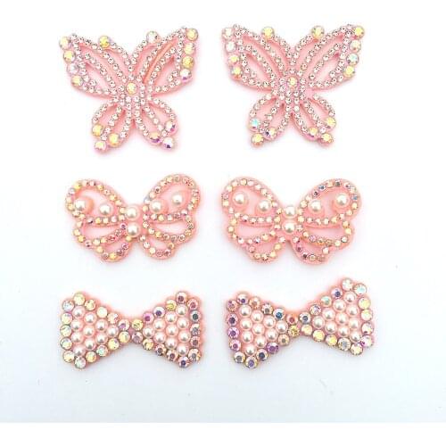 15pcs Pink Pearl Rhinestone AB Diamond Bowknot Butterfly Shoes Headband Headdress Hairpin Accessories DIY Hand Accessories
