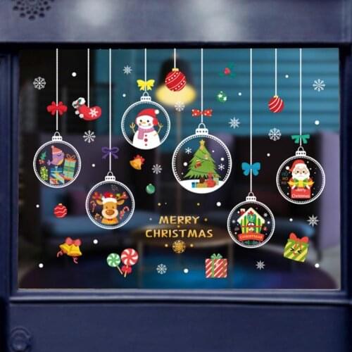 2/4Pcs Wall Sticker Attractive Window Sticker Add Atmospheres PP Film Self-adhesive Santa Claus Wall Decal for Home