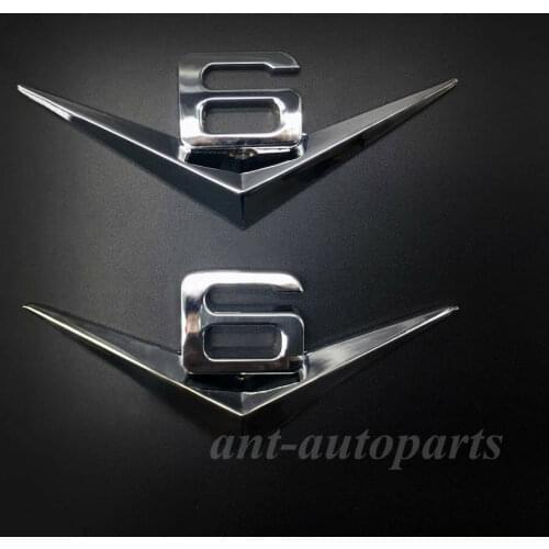 2pcs Metal Chrome Car V6 Vintage Logo Trunk Rear Emblem Badges Decal Sticker