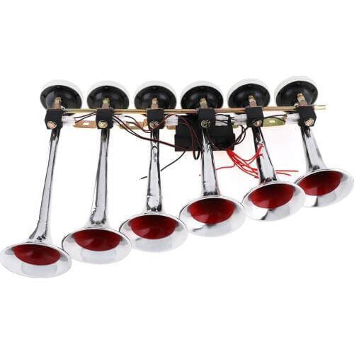 200DB Universal Durable ABS Super Loud Car 8 Sounds Alarm 6 Trumpet Air Horn Compressor Kit
