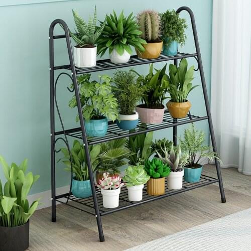 3 Tier Metal Plant Stand Ladder-Shaped Design Storage Rack Indoor Outdoor Shelf for Flower Pots Holder Home Shoe Organizer Shelf