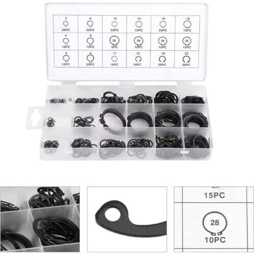 300PCS Circlip Set External/Internal Retaining C-Type Circlip Lock Snap Retaining Ring Assortment Holes Shaft Collar Washer