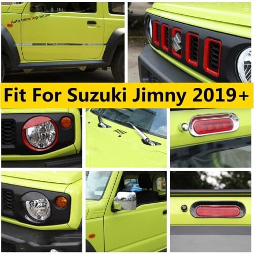 Yimaautotrims Exterior Refit Kit Car Door Strip / Head Lamps / Front Window Wiper / Grille Cover Trim For Suzuki Jimny 2019 2020