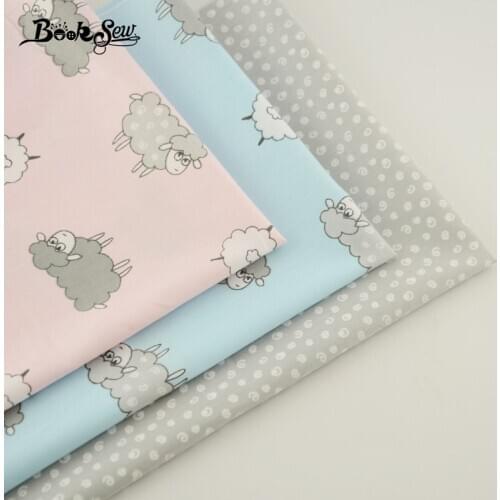 Booksew New Arrivals 100% Cotton Fabric Pillow Cushion Sheep Cartoon Style Twill Bundle Dress Fat Quarters Bedding 40cmx50cm