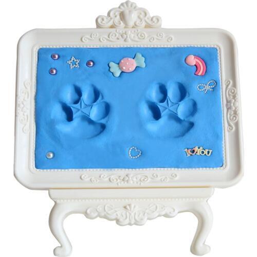 Baby Handprint Footprint Ornament Set For Newborn Girls Boys DIY Souvenir Keepsake Footprint Ornament Kit Blue