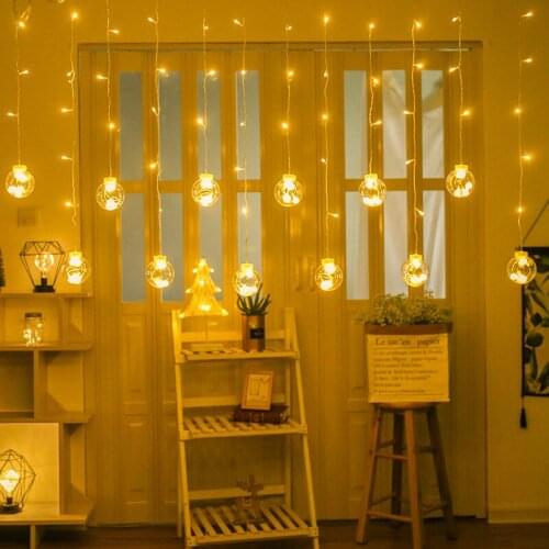 Fairy Lights 4.5m 108leds Christmas Ball Icicle Curtain Light String Christmas Decoration for Bedroom Wedding Home Navidad Decor