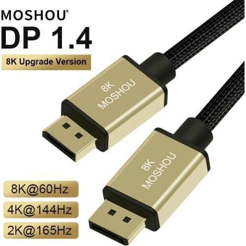 Moshou DisplayPort 1.4 Cable 8K 4K HDR 60Hz 144Hz 165Hz Display Port Adapter For Video PC Laptop TV DP 1.4 Mini DP to DP Cable