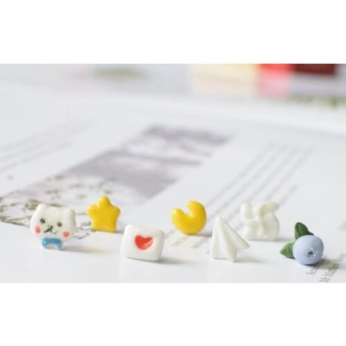 DoreenBeads Animal Fruit Ceramic Ear Post Stud Earrings Multicolor For Kawaii Blueberry Bear Girls Birthdays Party Gifts 1 Pair