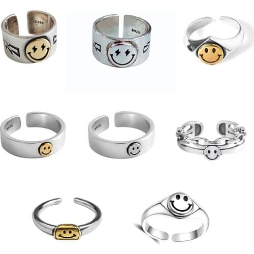 Emo Face Smile Punk Ring Hyperbole Hiphop Rock Jewelry Rings for Men Women Gothic Ring Retro Accessories Fashion Whole Sale Boho