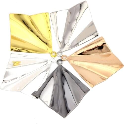 Creative earrings jewelry pendant 32*27.6mm solid electroplating multicolor wave fan-shaped copper jewelry accessories