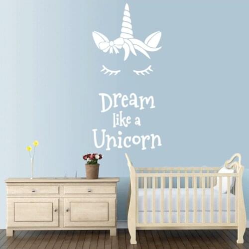 Hot Sale Dream Like A Unicorn Vinyl Wall Stickers Kids Room Babys Decals Gift Wallpaper Pvc Wall Decals Art wallpaper