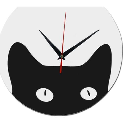 Top sale quartz wall clocks acrylic mirror watch modern cat horloge digital clock home decor Living Room stickers Single Face