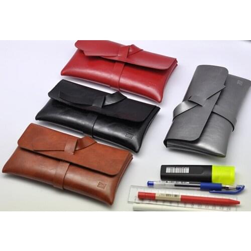 Multi-functional Crazy Horse Leather Stationery Bag Pencil Bag Pen Case Multiple Pen Bag Stationery Case