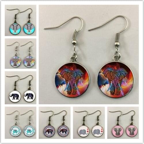 Fashion New Glass Pendant Elephant Glass Earrings Glass Elephant Earrings Party Party Gift Bag Earrings